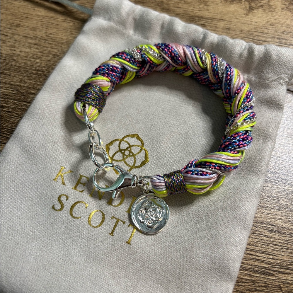 Kendra Scott Masie Corded Bracelet in Lilac and Neon Green with Silver Accents